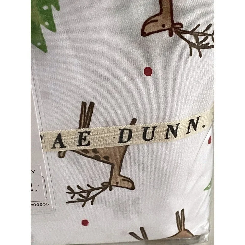Rae Dunn Reindeer Christmas Tree Soft Queen Size Sheet‎ Set Holiday 4 Piece NEW